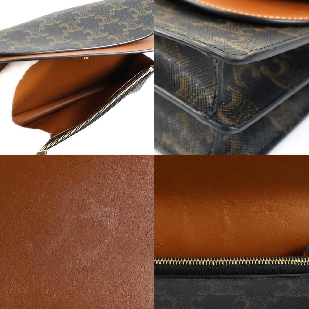 Celine shoulder canvas wallet Triomphe bag brown coated - Picture 3 of 4